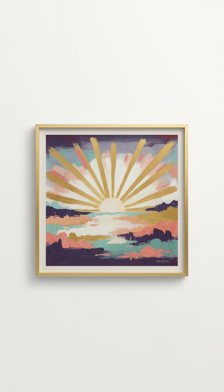 Framed Art Print Sunburst Gold Dreamscape